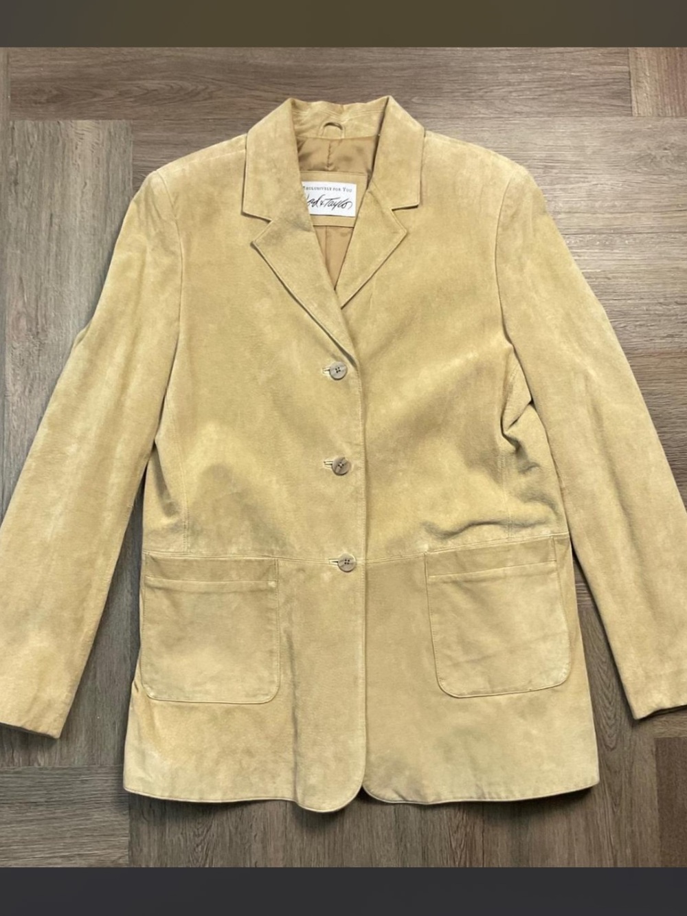 Suede jacket tan tailored leather lord and Taylor vintage small
